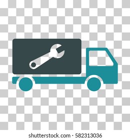 Service Car vector icon. Illustration style is a flat iconic bicolor soft blue symbol on a transparent background.