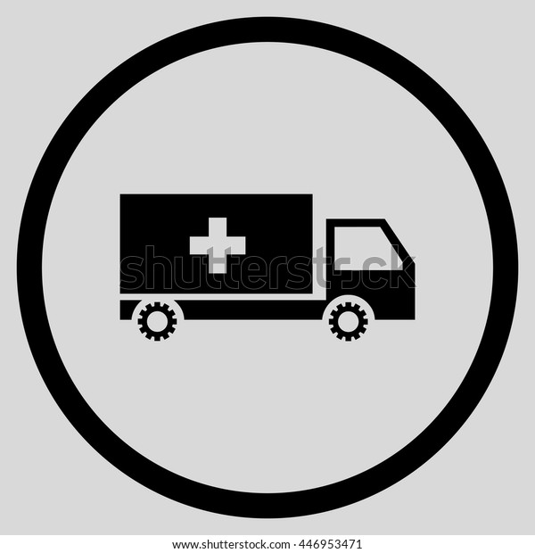 Service Car vector\
icon. Image style is a flat icon symbol inside a circle, black\
color, light gray\
background.
