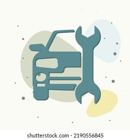 Icono del vector del vehículo de servicio en fondo multicolor. Capas agrupadas para una ilustración de edición sencilla. Por tu diseño.