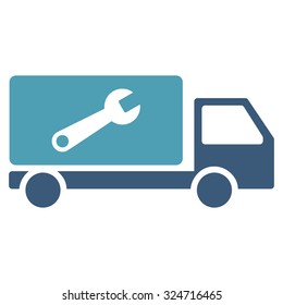 Service Car vector icon. Style is bicolor flat symbol, cyan and blue colors, rounded angles, white background.