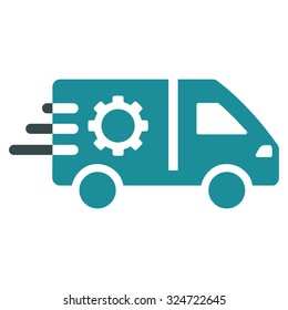 Service Car vector icon. Style is bicolor flat symbol, soft blue colors, rounded angles, white background.