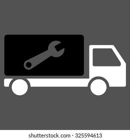 Service Car vector icon. Style is bicolor flat symbol, black and white colors, rounded angles, gray background.