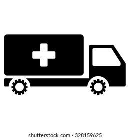 Service Car vector icon. Style is flat symbol, black color, rounded angles, white background.