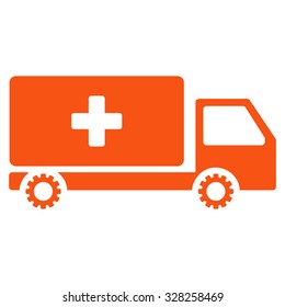 Service Car vector icon. Style is flat symbol, orange color, rounded angles, white background.