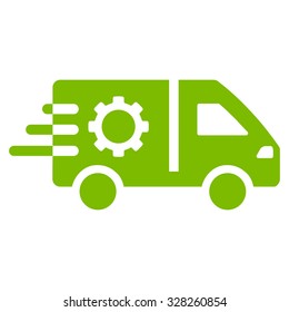 Service Car vector icon. Style is flat symbol, eco green color, rounded angles, white background.