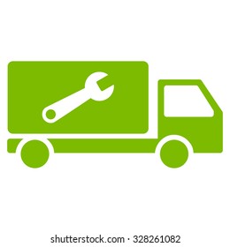 Service Car vector icon. Style is flat symbol, eco green color, rounded angles, white background.