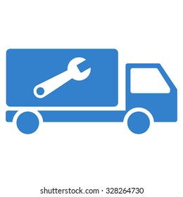 Service Car vector icon. Style is flat symbol, cobalt color, rounded angles, white background.