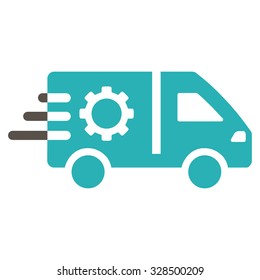 Service Car vector icon. Style is bicolor flat symbol, grey and cyan colors, rounded angles, white background.