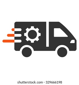 Service Car vector icon. Style is bicolor flat symbol, orange and gray colors, rounded angles, white background.