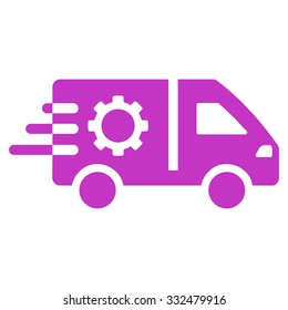 Service Car vector icon. Style is flat symbol, violet color, rounded angles, white background.