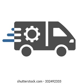 Service Car vector icon. Style is bicolor flat symbol, cobalt and gray colors, rounded angles, white background.