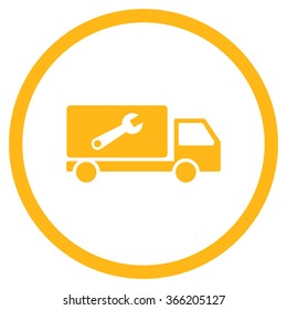 Service Car vector icon. Style is flat circled symbol, color, rounded angles, white background.
