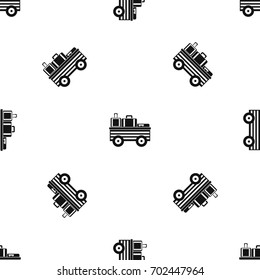 Service cart with luggage pattern repeat seamless in black color for any design. Vector geometric illustration