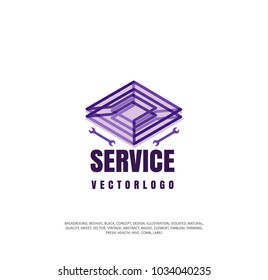service center, abstract logo, vector illustration. Background for car service