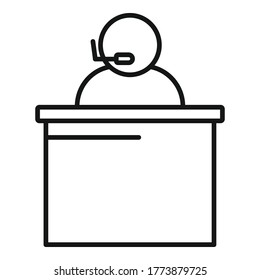 Service center call speaker icon. Outline service center call speaker vector icon for web design isolated on white background
