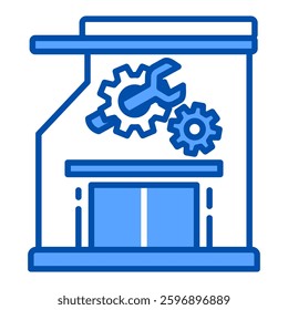 Service Center Icon in Blue Color Style. Simple Flat Icon Vector. Simple Vector Design