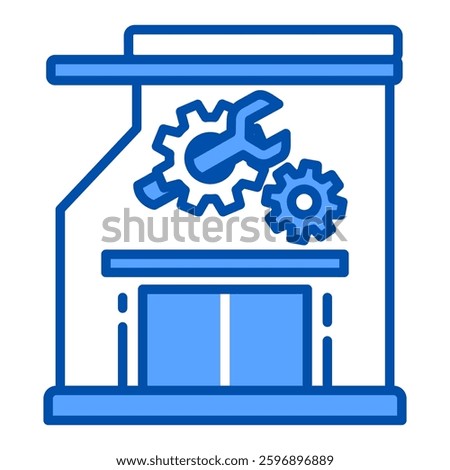 Service Center Icon in Blue Color Style. Simple Flat Icon Vector. Simple Vector Design