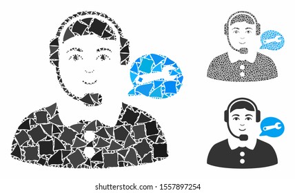 Service center lady composition of tuberous items in different sizes and color hues, based on service center lady icon. Vector humpy items are combined into composition.