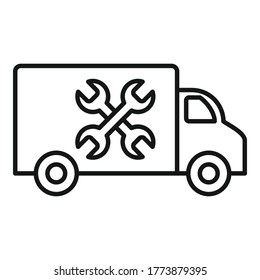 Service center truck icon. Outline service center truck vector icon for web design isolated on white background