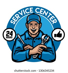 service center worker badge