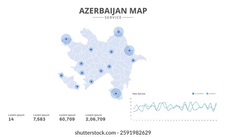 Service centers are highlighted within the of Azerbaijan Infographic map. Business Infographic Map of Azerbaijan. Vector Map of a Azerbaijan map. Easy to edit