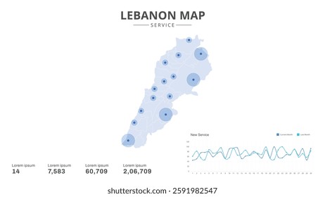 Service centers are highlighted within the of Lebanon Infographic map. Business Infographic Map of Lebanon. Vector Map of a Lebanon map. Easy to edit