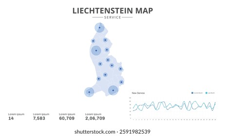 Service centers are highlighted within the of Liechtenstein Infographic map. Business Infographic Map of Liechtenstein. Vector Map of a Liechtenstein map. Easy to edit