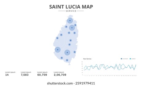 Service centers are highlighted within the of Saint Lucia Infographic map. Business Infographic Map of Saint Lucia. Vector Map of a Saint Lucia map. Easy to edit