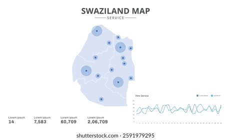 Service centers are highlighted within the of Swaziland Infographic map. Business Infographic Map of Swaziland. Vector Map of a Swaziland map. Easy to edit