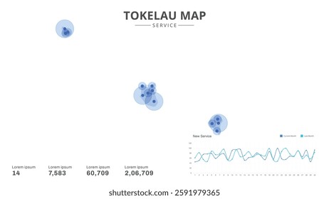 Service centers are highlighted within the of Tokelau Infographic map. Business Infographic Map of Tokelau. Vector Map of a Tokelau map. Easy to edit