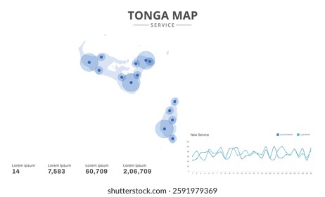 Service centers are highlighted within the of Tonga Infographic map. Business Infographic Map of Tonga. Vector Map of a Tonga map. Easy to edit