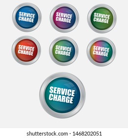 service charge button. colorful button set. gradient effect. trendy color