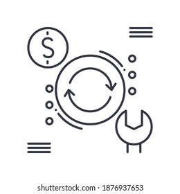 Icono de carga de servicio, ilustración lineal aislada, vector de línea delgada, signo de diseño web, símbolo de concepto de contorno con trazo editable sobre fondo blanco.