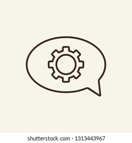Service chat line icon. Speech bubble with gear on white background. Modern technology concept. Vector illustration can be used for topics like modern life, cloud technology