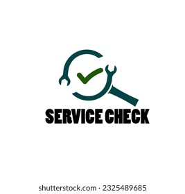 Service-Check-Vektorgrafik mit kurvenförmigen Vergrößerungsglas-Konzept mit Markierung