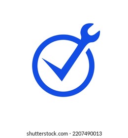 service check wrench logo vector icon illustration