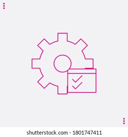 Service Checklist Bright red material designed line thin flat icon / logo