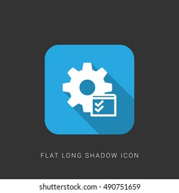 Service Checklist Flat blue long shadow Icon / Logo Design