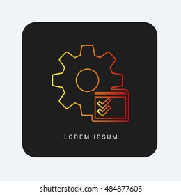 Service Checklist Red & Orange gradient attractive line thin icon / logo design