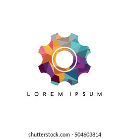 service cog setting sign logotype logo abstract colorful geometrical