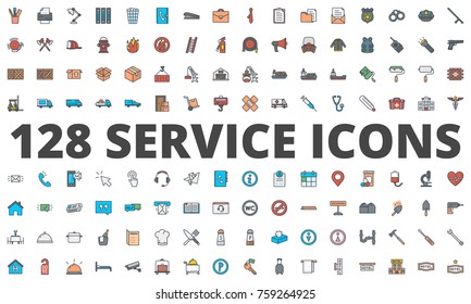 Service colored icon restuarant hotel and office