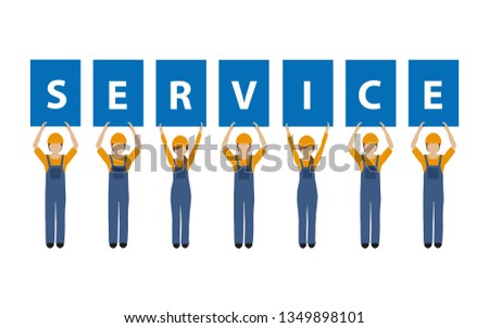 service concept with construction worker in boiler suit vector illustration EPS10