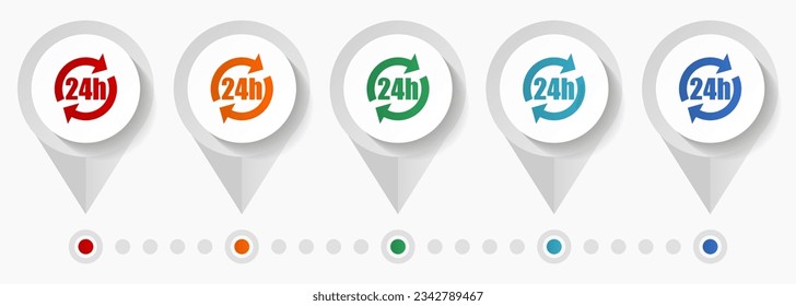 Service concept vector icons, editable infographic template, set of colorful flat design pointers