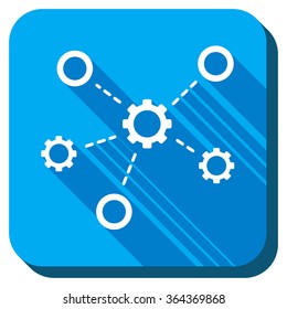 Service Connections vector icon. Style is rounded square light blue button with long shadows. Symbol color is white.
