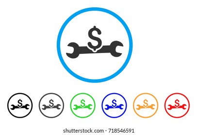 Service Cost rounded icon. Style is a flat service cost gray symbol inside light blue circle with black, gray, green, blue, red, orange versions. Vector designed for web and software interfaces.