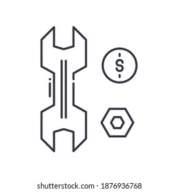 Service costs icon, linear isolated illustration, thin line vector, web design sign, outline concept symbol with editable stroke on white background.