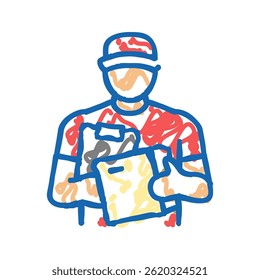 service courier doodle icon sketch vector. service courier sign. isolated symbol illustration