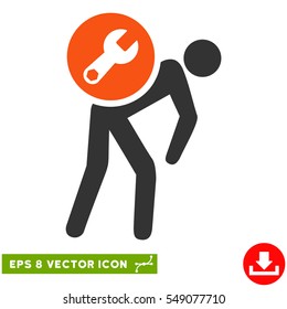 Service Courier EPS vector pictograph. Illustration style is flat iconic bicolor orange and gray symbol on white background.