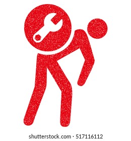 Service Courier grainy textured icon for overlay watermark stamps. Flat symbol with dust texture. Dotted vector red ink rubber seal stamp with grunge design on a white background.