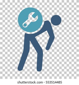 Service Courier icon. Vector pictogram style is a flat bicolor symbol, cyan and blue colors, chess transparent background. Designed for software and web interface toolbars and menus.